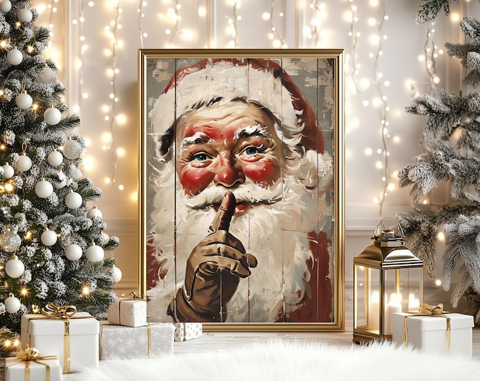 Vintage Santa Wall Art, Old World Santa Face, Santa Digital Sign, Santa Wall Art, Old Fashioned Santa Poster, Christmas Art for Home Decor