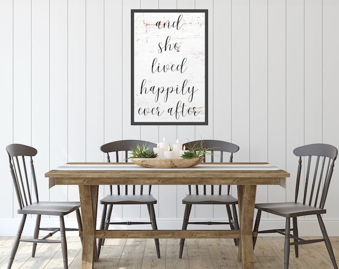 And She Lived Happily Ever After' Print - Rustic Farmhouse Wall Decor - Empowering Wall Quote