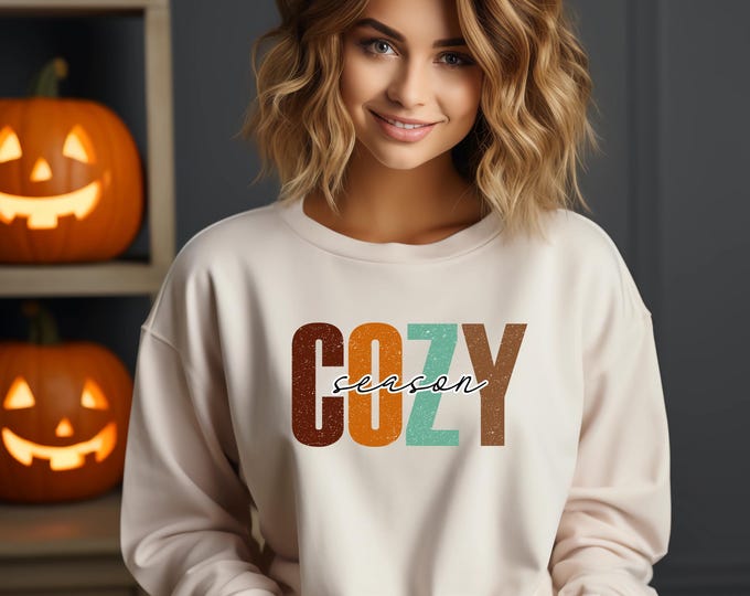 Retro Cozy Season Women's Sweatshirt, Autumn Crewneck, Fall Fashion for Her, Fall Sweatshirt, Cozy Fall Top
