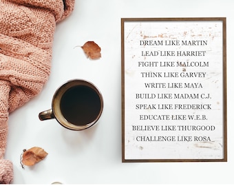 Farmhouse Style Inspirational Quote Digital Print - Dream Like Martin - Instant Download Wall Decor