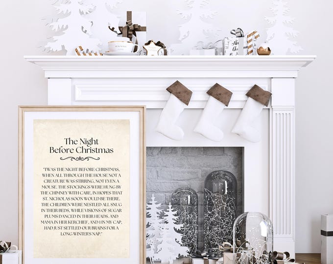 Vintage The Night Before Christmas Matte Vertical Art Poster, Nostalgic Wall Art Decor, Holiday Storybook Print, Christmas Keepsake