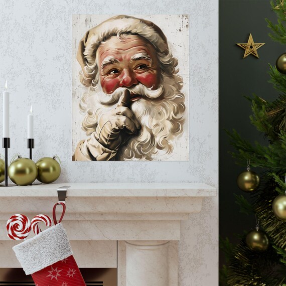 ヴィンテージサンタクリスマスプリントマット縦型ポスター、クリスマス ヴィンテージサンタクリスマスプリントマット縦型ポスター、クリスマス