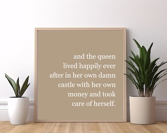 Inspirational Art for Her: Queen Lived Happily Ever After - Farmhouse Style Empowering Wall Decor