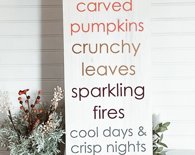 Fall Subway Wood Sign - Front Porch Leaner - Farmhouse Wall Entryway Decor