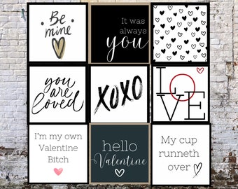 Romantic Farmhouse Valentine's Day Decor: Set of 9 Digital Printables for Walls and Tables