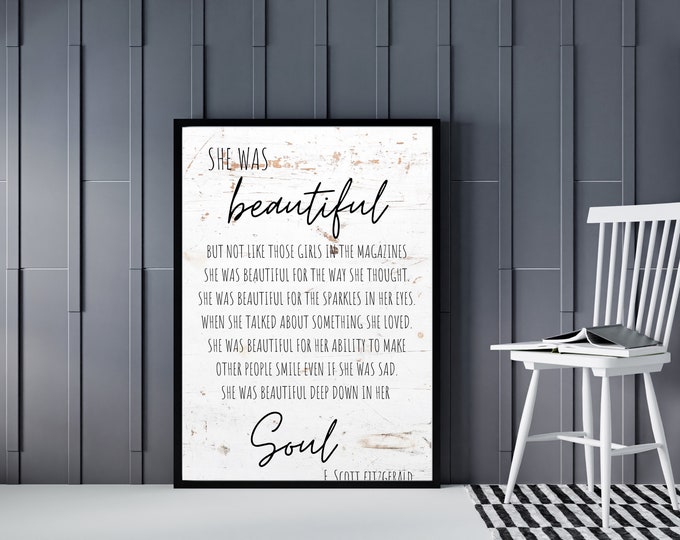 She Was Beautiful Art Print - Charming Digital Print Wall Art - Gift for Her - Farmhouse Decor - Housewarming Gift