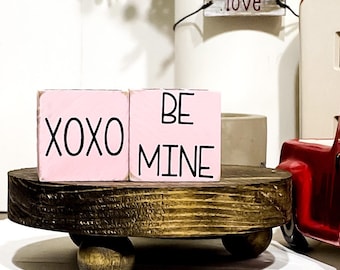 Rustic 1 Inch Valentine's Day Blocks - Farmhouse Tiered Tray Decor, XOXO, Be Mine