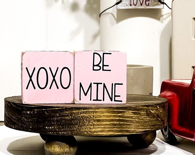 Rustic 1 Inch Valentine's Day Blocks - Farmhouse Tiered Tray Decor, XOXO, Be Mine