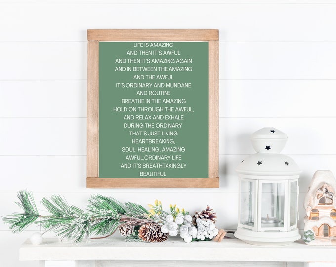 Life is Amazing Farmhouse Style Sign - Wall Art Printable - Modern Farmhouse Decor