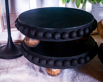 Rustic Black Riser Table for Tiered Tray Decor, Candle and Mug Display, Farmhouse Decor