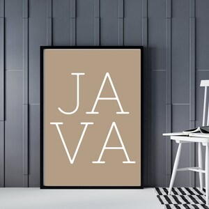 Java Coffee Bar Boerderijstijlbord - Minimalistische muurkunst afdrukbaar voor koffiehuis - Koffiemuurdecoratie
