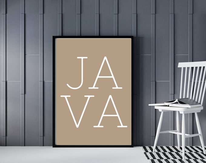 Java Coffee Bar Farmhouse Style Sign - Minimalist Wall Art Printable for Coffee House - Coffee Wall Decor
