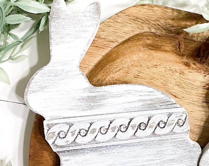 Chalk Painted Chunky Bunny & Rabbit Cutouts for Easter Decor and Farmhouse Tiered Trays, Easter Decor Must-Have