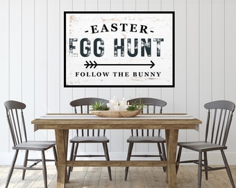 Easter Egg Hunt Wall Art - Instant Download - Rustic Farmhouse Decor - Easter Wall Hanging