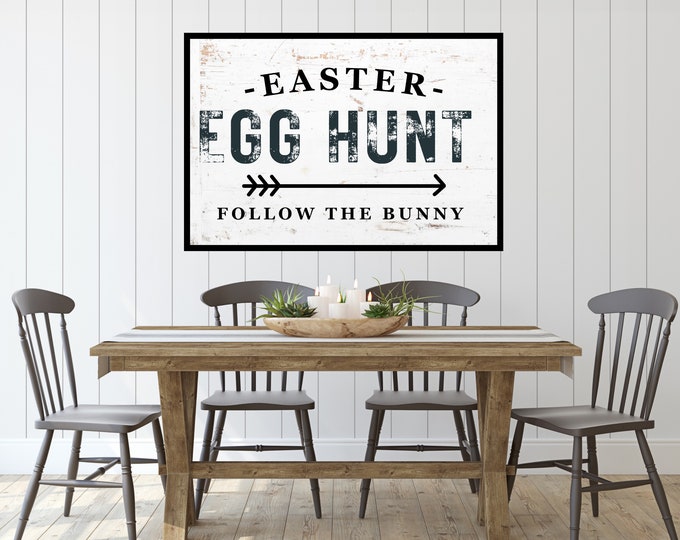 Easter Egg Hunt Wall Art - Instant Download - Rustic Farmhouse Decor - Easter Wall Hanging