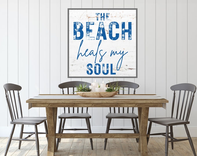 Rustic Beach House Decor: The Beach Heals My Soul Digital Print - Coastal Wall Decor for Beach Lovers