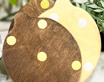 Lemonade Decor: Stained and Painted Wood Lemons for Summer Vibes - Farmhouse Chunky Wood Lemon