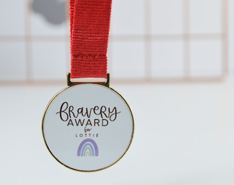 Bravery award, personalised medal, bravery medal, childrens medal for being brave, childrens award, gift for her, custom medal, winners gift