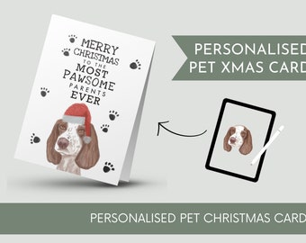 Custom pet portrait christmas card, dog christmas card, wife christmas card, card from pets, pet parents, funny christmas card, dog mum card