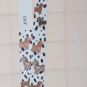 Sausage dog lanyard, personalised dachshund gift, teacher lanyard, dog lover present, sausage dog design, custom gift, vet lanyard gift image 1