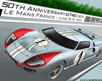 Ford GT40 Race Car Automobile Art