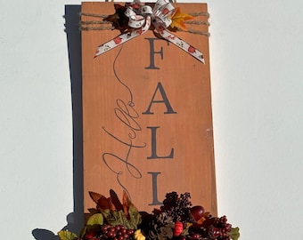 Hello fall sign/ autumn wall art / Fall Plaque