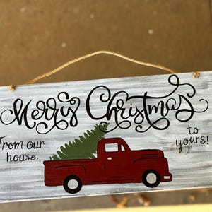 Rustic Christmas Truck Sign: Merry Christmas Wall Hanging