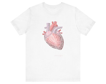 Camiseta de corazón anatómico, camiseta XOXO, camiseta gráfica unisex, camiseta de anatomía del corazón, camiseta de regalo de amor