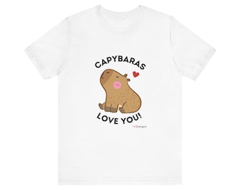 Camiseta "Los capibaras te aman", diseño infantil, suave y unisex, cómoda y gráfica, divertida camiseta de animales, regalo para los amantes de los capibaras.