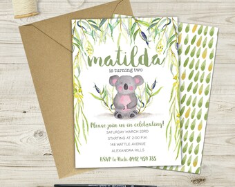 Children's Koala Birthday Invitation