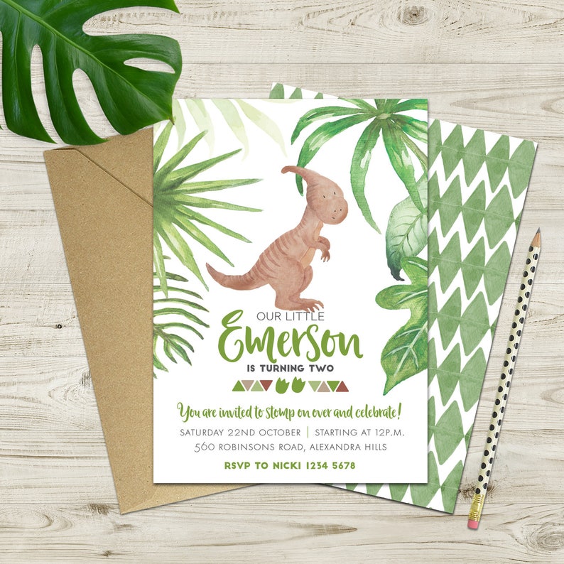 Baby Dinosaur Birthday Party Invitation Etsy