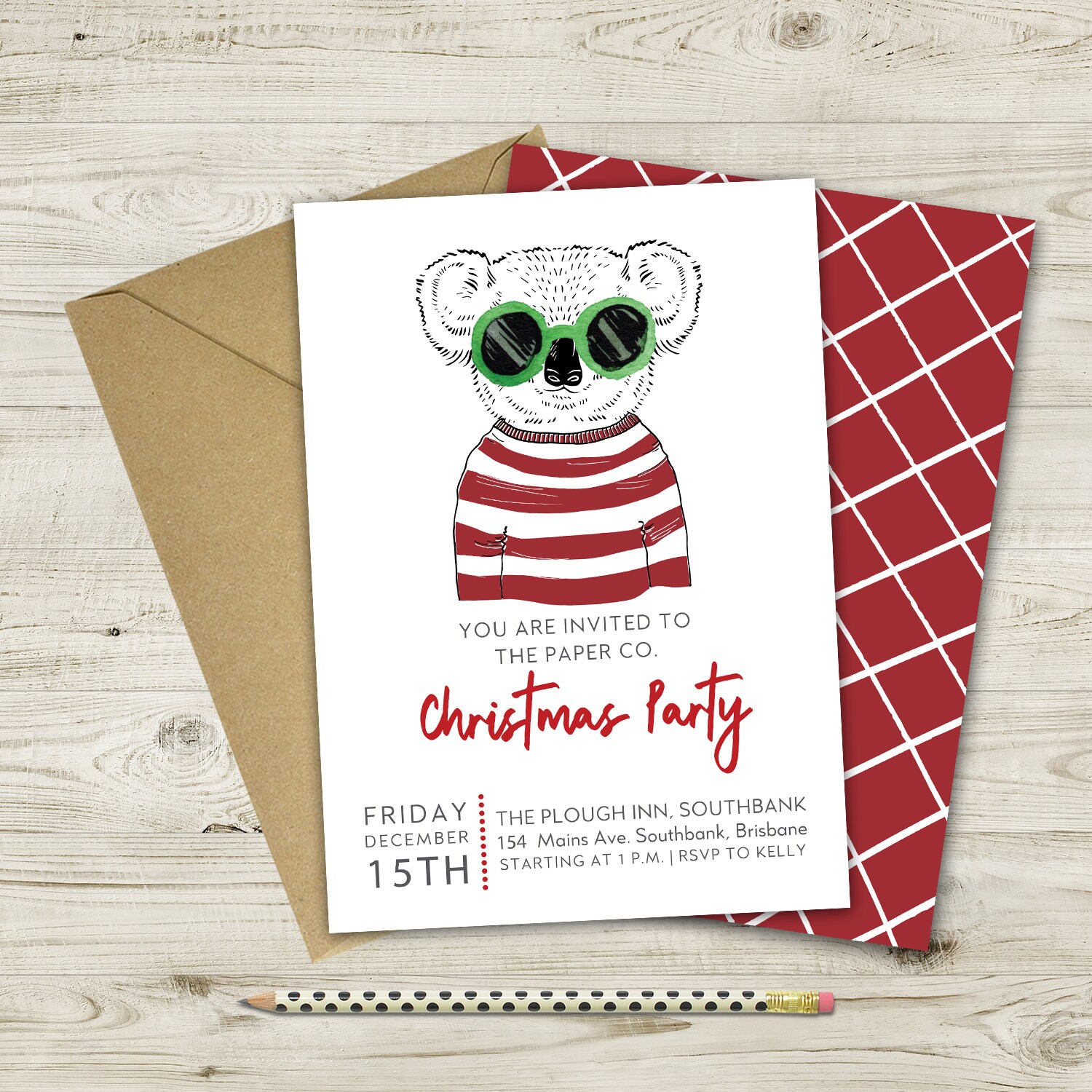 Australian Koala Printable Christmas Party Invitation Etsy Australia