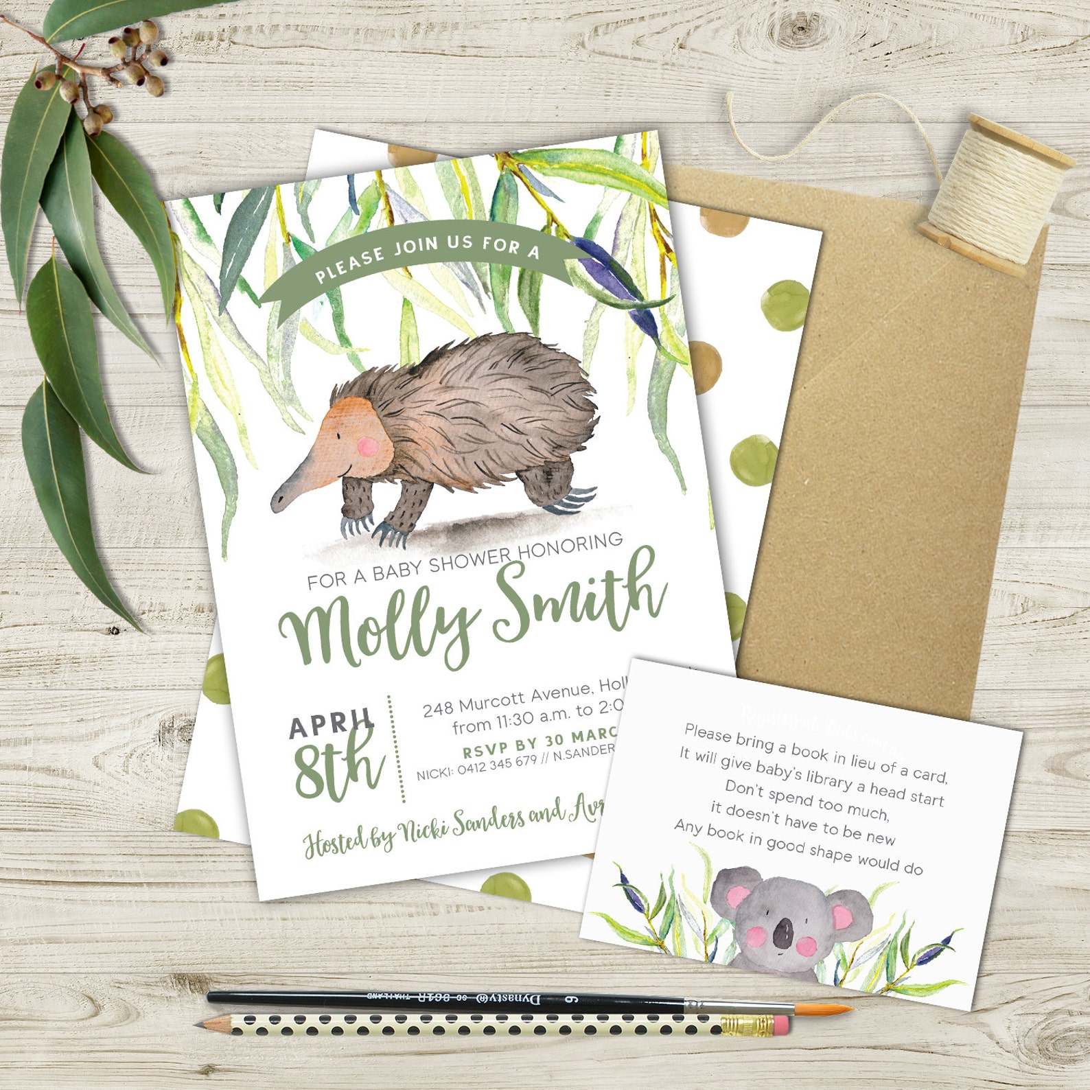 Australian Wildlife Baby Shower Invitation Etsy