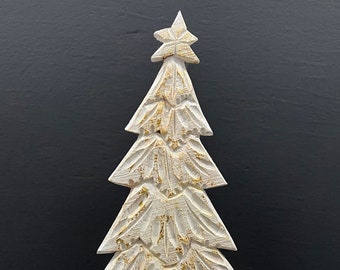 Carved Solid Wood Painted Christmas Tree Home Decor