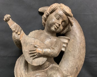 Molde de papel maché de madera maciza tallada de ángel