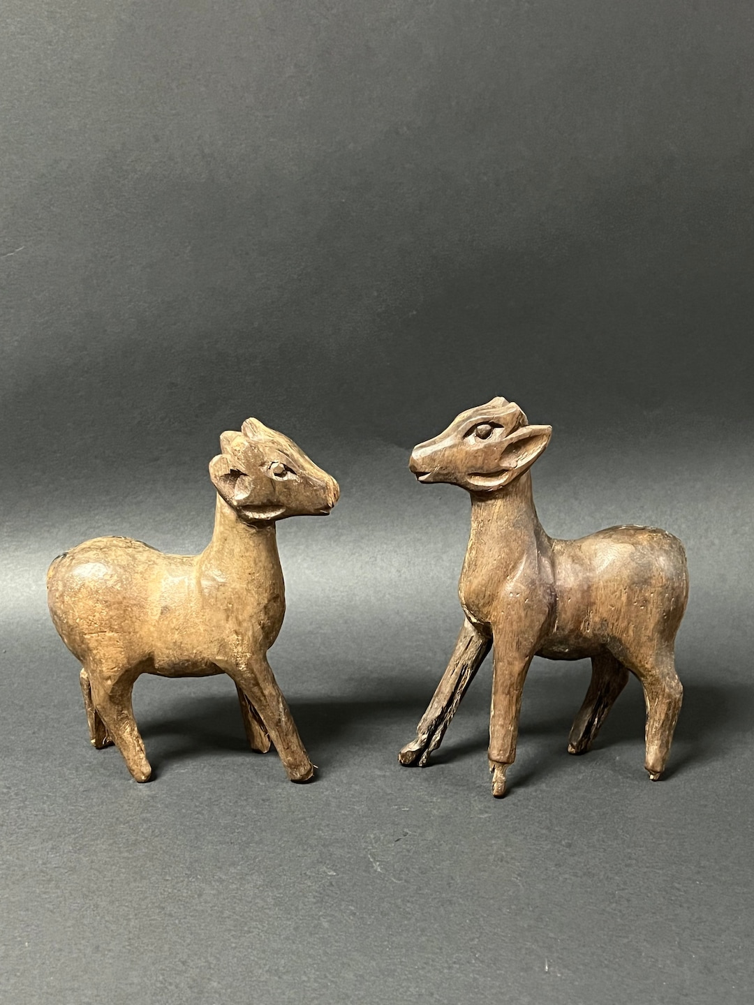 Carved Solid Wood Paper Mache Mold of Pair of Deer Etsy