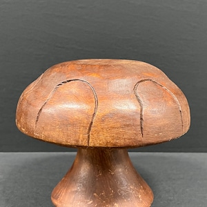 Carved Takaan Solid Wood Paper Mache Mold of Mushroom Sculpture