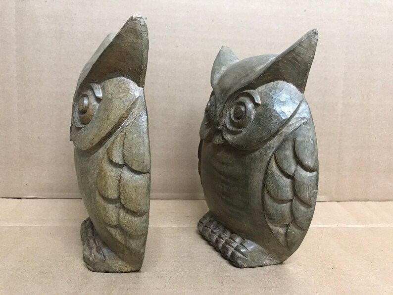 Carved Solid Wood Paper Mache Mold of Pair of Owl Etsy