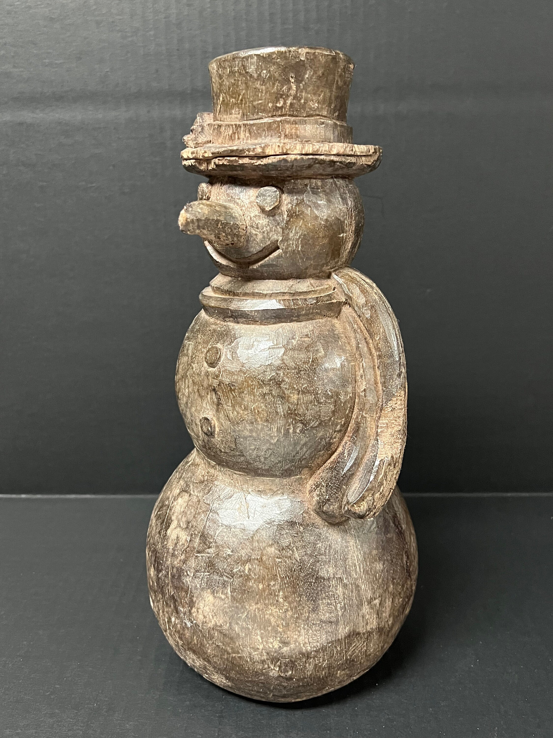 Carved Solid Wood Paper Mache Mold of Snowman S79 Etsy