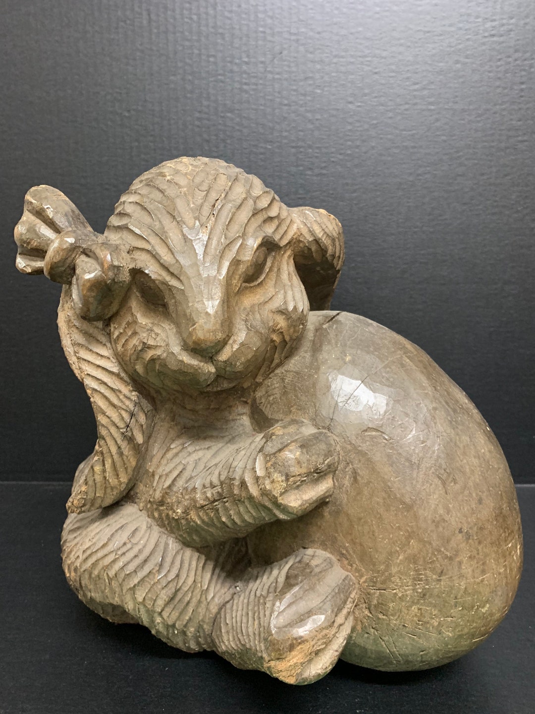 Large Carved Solid Wood Paper Mache Mold of Large Rabbit Etsy