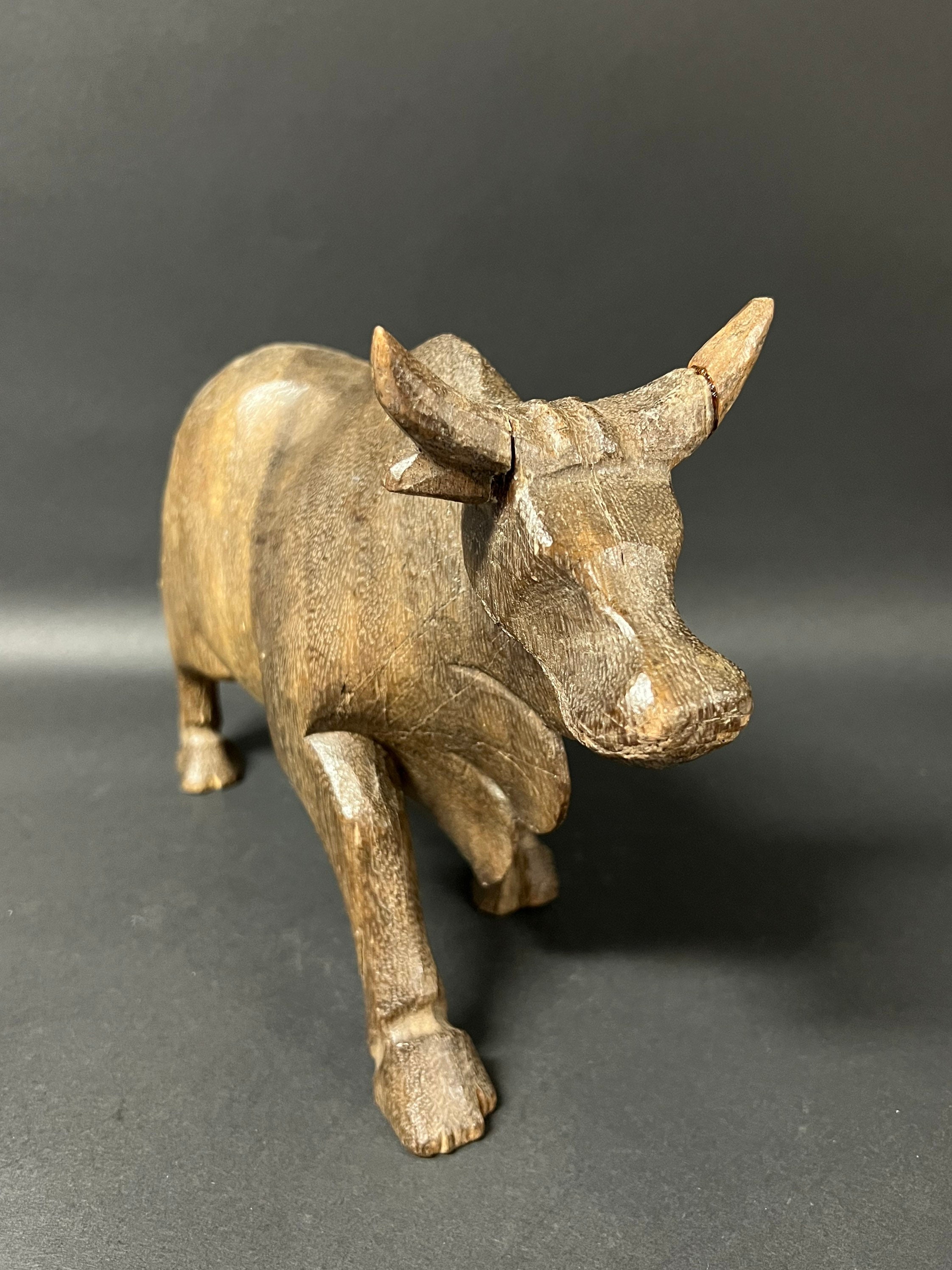Carved Solid Wood Paper Mache Mold of Cow Etsy