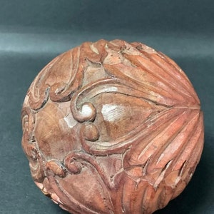 Carved Solid Wood Paper Mache Mold Round Ball