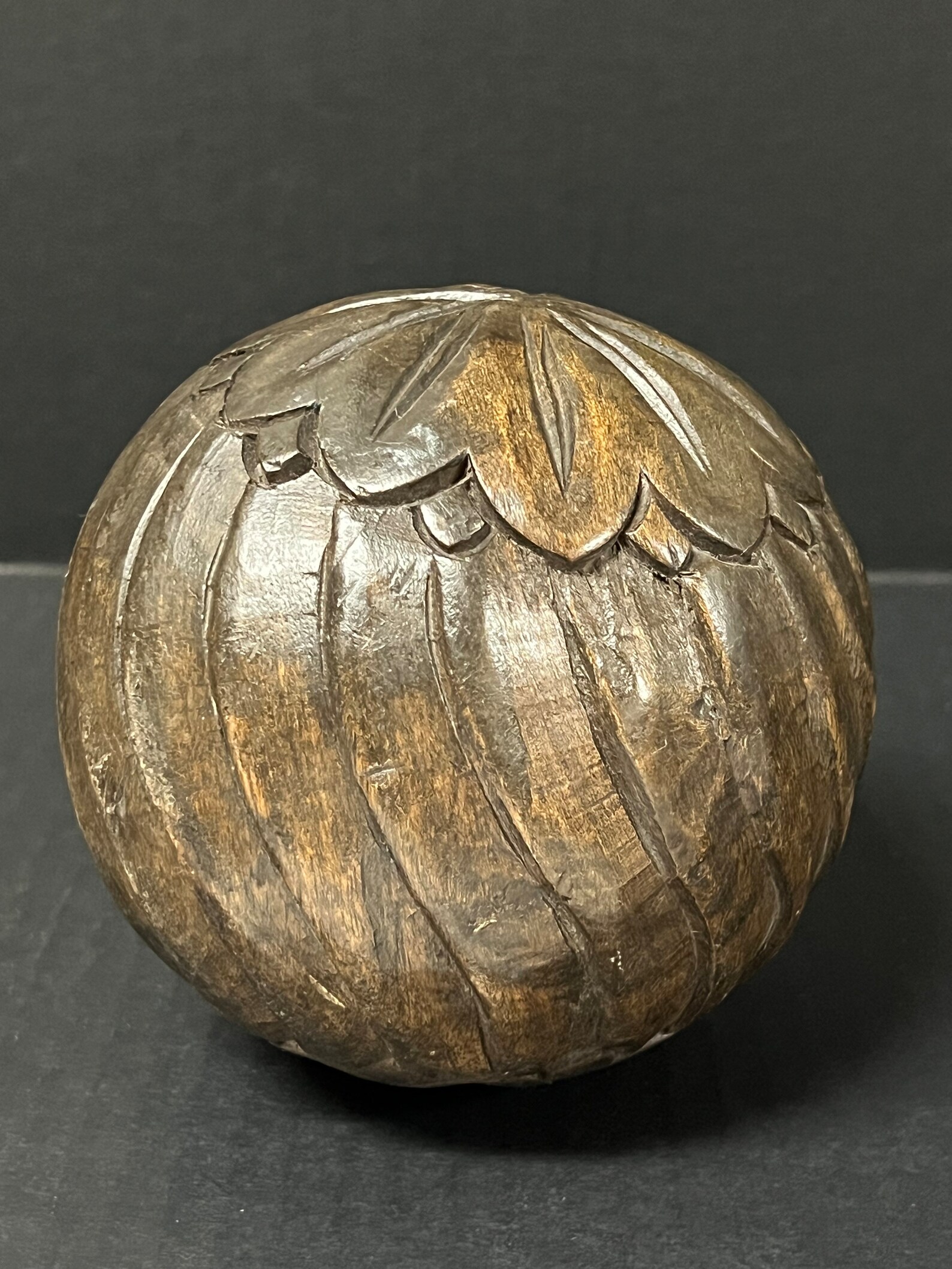 Carved Solid Wood Paper Mache Mold Round Ball B03 Etsy