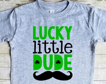 St. Patrick's Day - Lucky Little Dude - Boys St. Patrick's Day Shirts - Mustache Shirt - Irish Shirt - Kids St. Patrick's Day Shirt