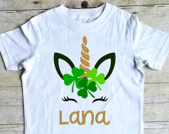 St. Patrick's Day - Unicorn Shirt - Girls St. Patrick's Day Shirts - Shamrock Shirt - Irish Shirt - Kids St. Patrick's Day Shirt - Name