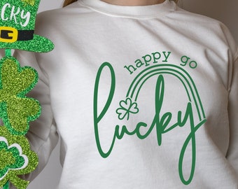 Lucky Shirt, Happy Go Lucky, Irish Shirt, Rainbow, Pot of Gold, St. Patricks Day Shirt, Lucky, St Patty
