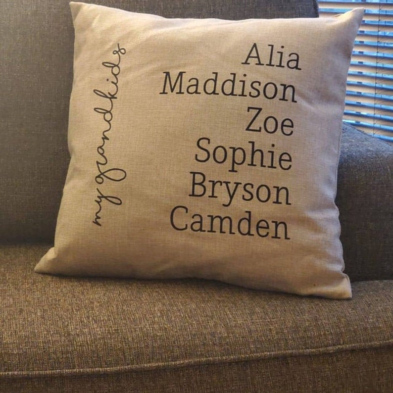 Mothers Day Gift, Grandparent Gift, Grandkids Pillow, Gift for Mom, Personalized Pillow, Name Throw Pillow, Customized Pillow, Gran image 3