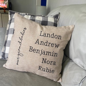 Mothers Day Gift, Grandparent Gift, Grandkids Pillow, Gift for Mom, Personalized Pillow, Name Throw Pillow, Customized Pillow, Gran image 2