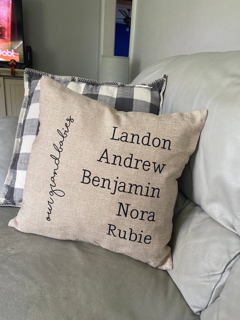 Mothers Day Gift, Grandparent Gift, Grandkids Pillow, Gift for Mom, Personalized Pillow, Name Throw Pillow, Customized Pillow, Gran image 2