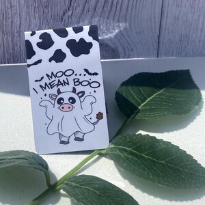 Ghost Cow Magnet Bookmark &quot;Moo, I mean Boo&quot;